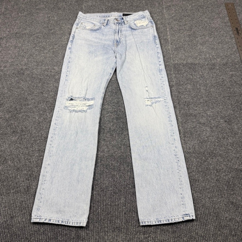 Zara Womens Light Wash Distressed Straight Leg Jeans Size 4 (Actual waist 32")